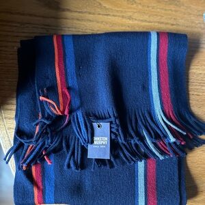 Johnston & Murphy Navy Striped Scarf